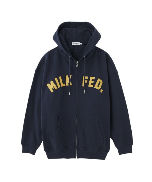 MILKFED.（ミルクフェド）の「ARCH LOGO ZIP UP HOODIE（パーカー・レディース・ブラック/ネイビー/オフホワイト・M/L）」の7枚目の写真