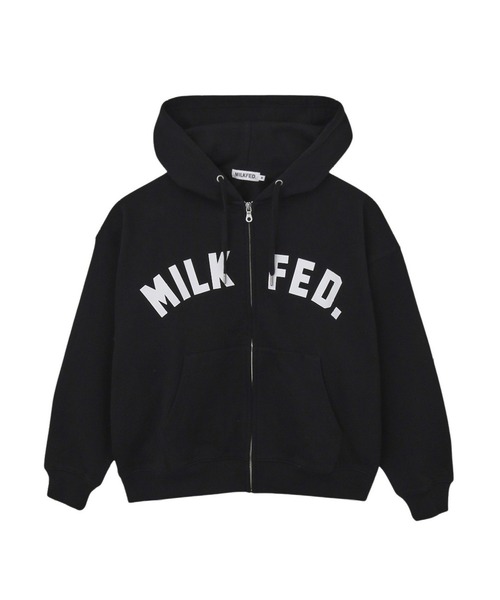 MILKFED.（ミルクフェド）の「ARCH LOGO ZIP UP HOODIE（パーカー・レディース・ブラック/ネイビー/オフホワイト・M/L）」の6枚目の写真