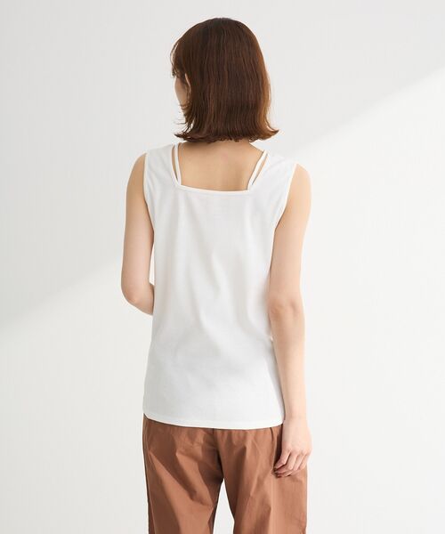 Green　Parks（グリーンパークス）の「マルチストラップテレコタンク（タンクトップ・レディース・オフホワイト/ブラック/ブラウン・FREE）」の10枚目の写真