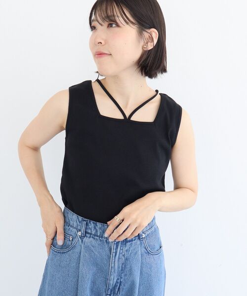 Green　Parks（グリーンパークス）の「マルチストラップテレコタンク（タンクトップ・レディース・オフホワイト/ブラック/ブラウン・FREE）」の21枚目の写真