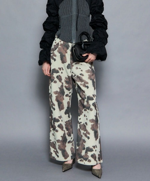 25AW PRE-ORDER】Vegan Leather Cow Printed Pants/ヴィーガン