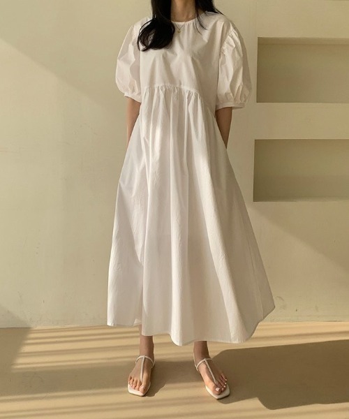 Aelina(エリナ)の「クルーネック半袖ワンピース(ワンピース・レディース・ホワイト/ブルー/ブラック・F)」の2枚目の写真