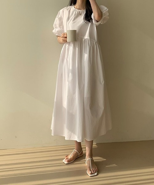 Aelina(エリナ)の「クルーネック半袖ワンピース(ワンピース・レディース・ホワイト/ブルー/ブラック・F)」の8枚目の写真
