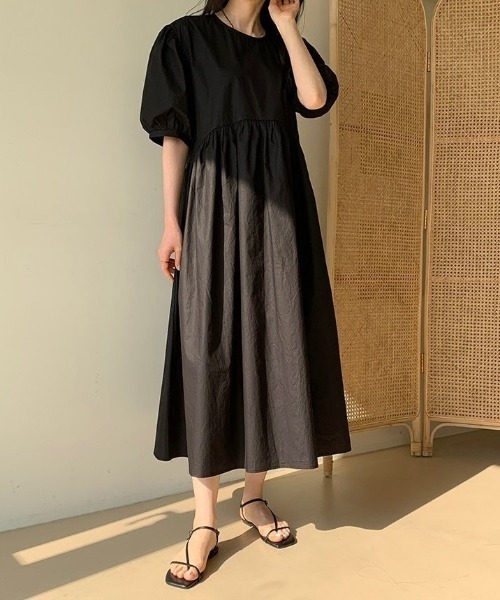 Aelina(エリナ)の「クルーネック半袖ワンピース(ワンピース・レディース・ホワイト/ブルー/ブラック・F)」の14枚目の写真