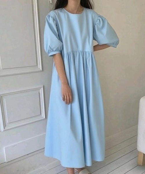 Aelina(エリナ)の「クルーネック半袖ワンピース(ワンピース・レディース・ホワイト/ブルー/ブラック・F)」の12枚目の写真