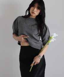 puff half sleeve back ENC plate knit / パフハーフスリーブエンクプレートニット