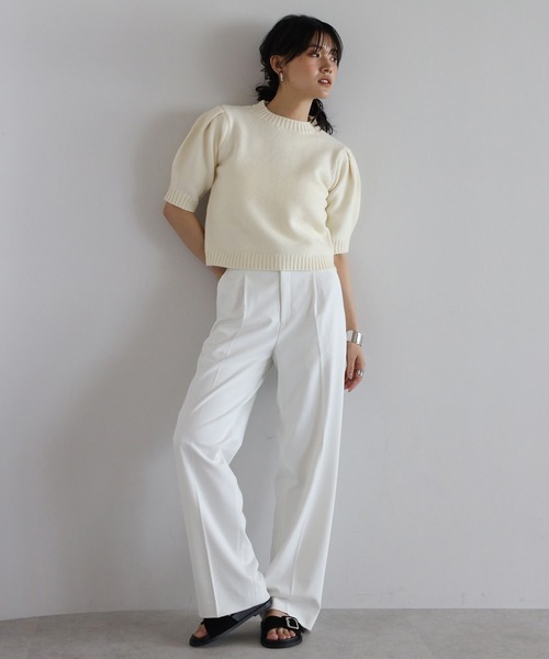 yonfa ヨンファ ハーフスリーブニット 白 未使用 ヨンファ リネン