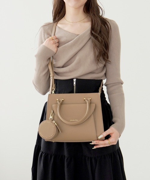 Jewelna Rose（ジュエルナローズ）の「【ポーチ付き】 ヴィクシー ハンドバッグ 16232（ハンドバッグ・レディース・グリーン/グレイッシュベージュ/オレンジ・FREE）」の2枚目の写真