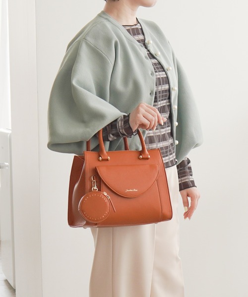 Jewelna Rose（ジュエルナローズ）の「【ポーチ付き】 ヴィクシー ハンドバッグ 16232（ハンドバッグ・レディース・グリーン/グレイッシュベージュ/オレンジ・FREE）」の3枚目の写真