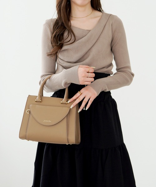 Jewelna Rose（ジュエルナローズ）の「【ポーチ付き】 ヴィクシー ハンドバッグ 16232（ハンドバッグ・レディース・グリーン/グレイッシュベージュ/オレンジ・FREE）」の6枚目の写真