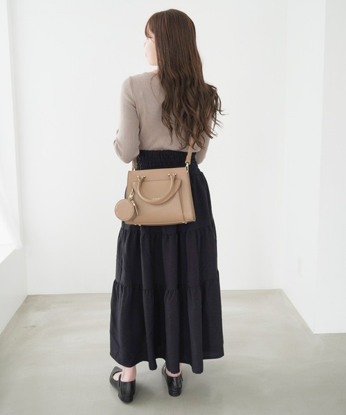 Jewelna Rose（ジュエルナローズ）の「【ポーチ付き】 ヴィクシー ハンドバッグ 16232（ハンドバッグ・レディース・グリーン/グレイッシュベージュ/オレンジ・FREE）」の10枚目の写真