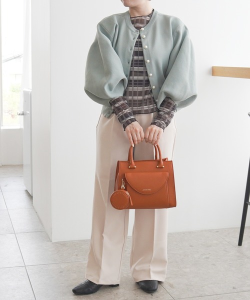 Jewelna Rose（ジュエルナローズ）の「【ポーチ付き】 ヴィクシー ハンドバッグ 16232（ハンドバッグ・レディース・グリーン/グレイッシュベージュ/オレンジ・FREE）」の12枚目の写真