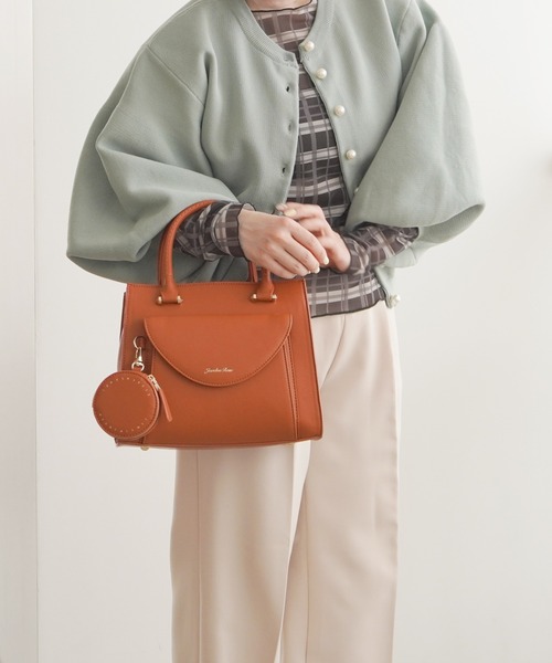 Jewelna Rose（ジュエルナローズ）の「【ポーチ付き】 ヴィクシー ハンドバッグ 16232（ハンドバッグ・レディース・グリーン/グレイッシュベージュ/オレンジ・FREE）」の14枚目の写真