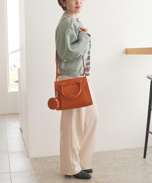 Jewelna Rose（ジュエルナローズ）の「【ポーチ付き】 ヴィクシー ハンドバッグ 16232（ハンドバッグ・レディース・グリーン/グレイッシュベージュ/オレンジ・FREE）」の15枚目の写真