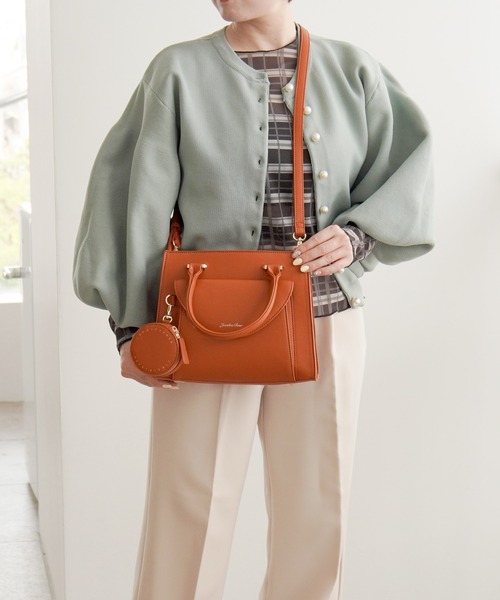 Jewelna Rose（ジュエルナローズ）の「【ポーチ付き】 ヴィクシー ハンドバッグ 16232（ハンドバッグ・レディース・グリーン/グレイッシュベージュ/オレンジ・FREE）」の17枚目の写真