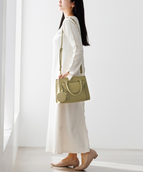 Jewelna Rose（ジュエルナローズ）の「【ポーチ付き】 ヴィクシー ハンドバッグ 16232（ハンドバッグ・レディース・グリーン/グレイッシュベージュ/オレンジ・FREE）」の4枚目の写真