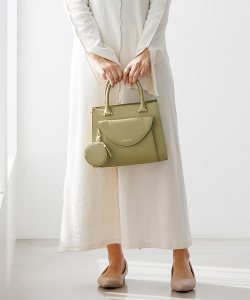 Jewelna Rose（ジュエルナローズ）の「【ポーチ付き】 ヴィクシー ハンドバッグ 16232（ハンドバッグ・レディース・グリーン/グレイッシュベージュ/オレンジ・FREE）」の5枚目の写真