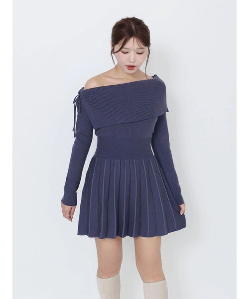 EATME（イートミー）の「BACKレースアップワンショルニットワンピース（ワンピース・レディース・ブラック/ネイビー/ブラウン/キャメル・FREE）」の14枚目の写真