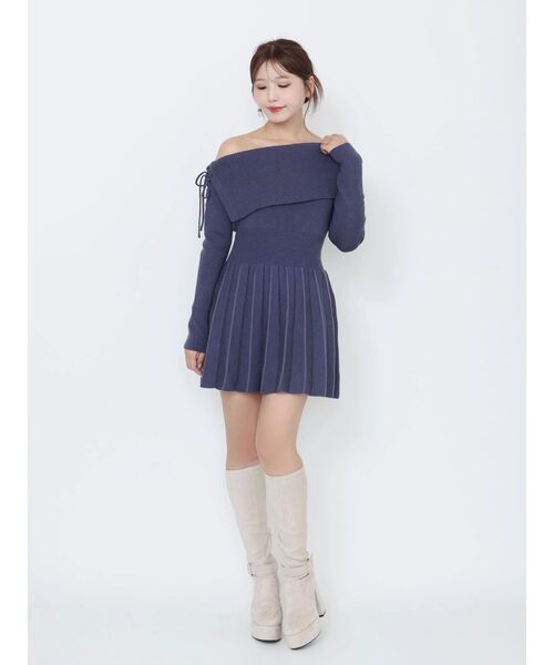 EATME（イートミー）の「BACKレースアップワンショルニットワンピース（ワンピース・レディース・ブラック/ネイビー/ブラウン/キャメル・FREE）」の11枚目の写真