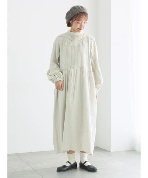 WEB限定 Sサイズ】アンティーク風ブローチ付きワンピース