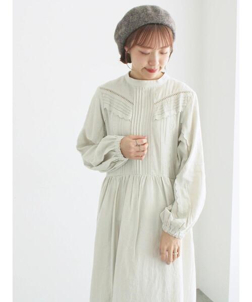 セール】【WEB限定 Sサイズ】アンティーク風ブローチ付きワンピース