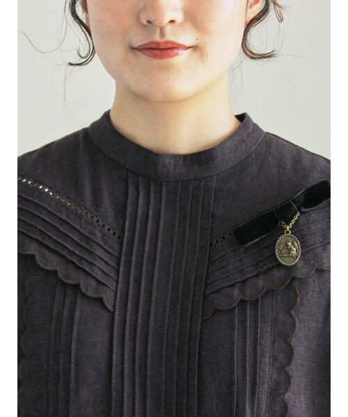 セール】【WEB限定 Sサイズ】アンティーク風ブローチ付きワンピース