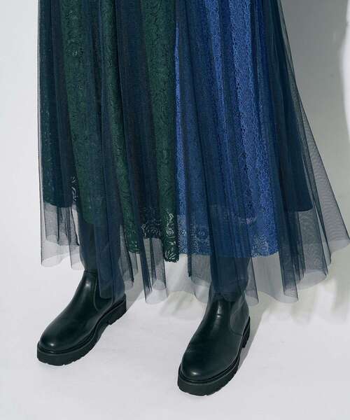 Editt by YECCA VECCA（エディットバイイェッカヴェッカ）の「【archive】レースブロッキングチュールスカート（スカート・レディース・マルチ/ネイビー・FREE）」の17枚目の写真