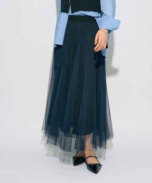 Editt by YECCA VECCA（エディットバイイェッカヴェッカ）の「【archive】レースブロッキングチュールスカート（スカート・レディース・マルチ/ネイビー・FREE）」の22枚目の写真