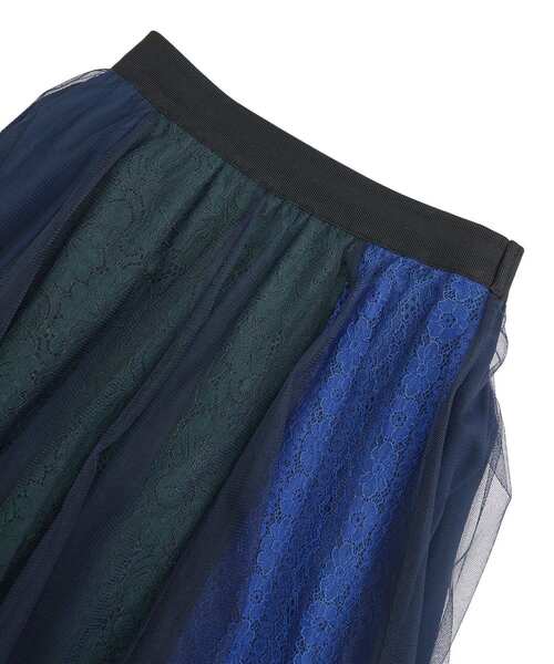 Editt by YECCA VECCA（エディットバイイェッカヴェッカ）の「【archive】レースブロッキングチュールスカート（スカート・レディース・マルチ/ネイビー・FREE）」の8枚目の写真