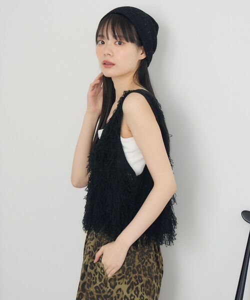 RETRO GIRL(レトロガール)の「ループNTベスト(ニット/セーター・レディース・ブラウン/ナチュラル/ブラック・FREE)」の17枚目の写真