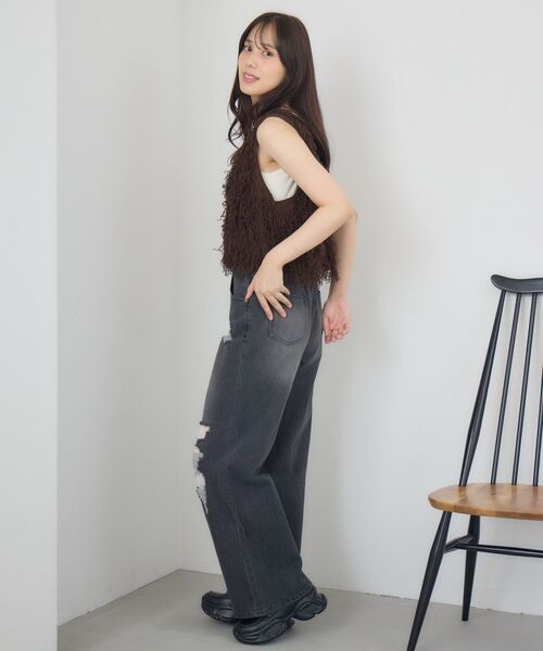 RETRO GIRL(レトロガール)の「ループNTベスト(ニット/セーター・レディース・ブラウン/ナチュラル/ブラック・FREE)」の21枚目の写真