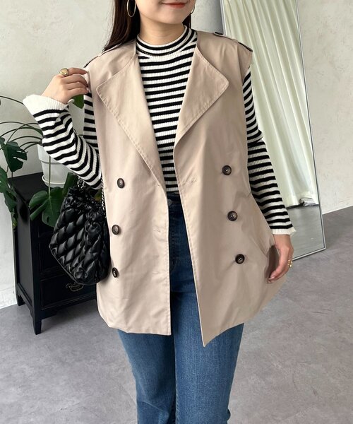 prose verse(プロズヴェール)の「トレンチライクジレ(ベスト・レディース・ベージュ/ブラック・LARGE/MEDIUM)」の1枚目の写真