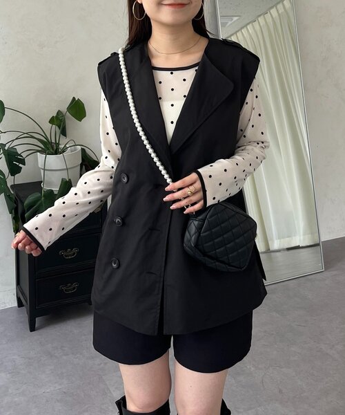 prose verse(プロズヴェール)の「トレンチライクジレ(ベスト・レディース・ベージュ/ブラック・LARGE/MEDIUM)」の4枚目の写真