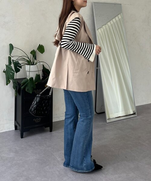 prose verse(プロズヴェール)の「トレンチライクジレ(ベスト・レディース・ベージュ/ブラック・LARGE/MEDIUM)」の19枚目の写真