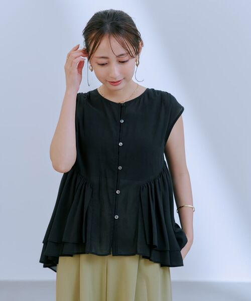 COHINA(コヒナ)の「ティアードギャザーチュニックブラウス 【低身長・小柄女性】(シャツ/ブラウス・レディース・ホワイト/ブラック/イエロー・ONE SIZE)」の14枚目の写真