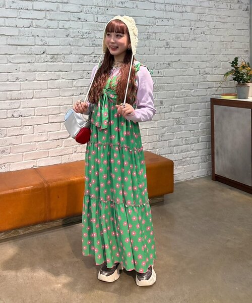 HELLO.SANFRANCISCO(ハローサンフランシスコ)の「(hima企画)【HELLO.SANFRANCISCO】ビスチェ付きマルチウェイキャミワンピ(ワンピース・レディース・グリーン/レッド/オレンジ・ONE SIZE)」の2枚目の写真