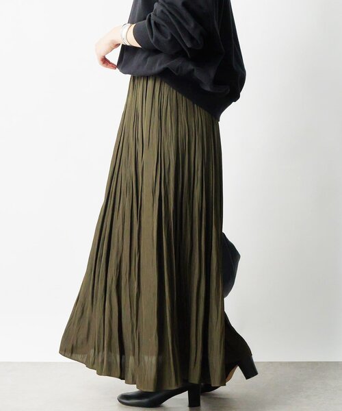 RIVE DROITE(リヴドロワ)の「【上品なシルエット】割繊ギャザースカート(スカート・レディース・カーキ/グレイッシュベージュ/ブラウン/ブラック・38/36)」の4枚目の写真
