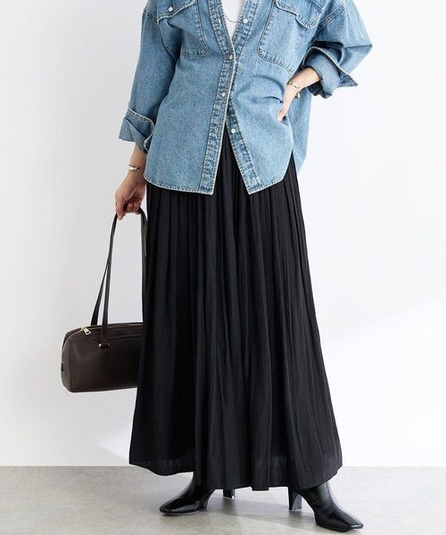 RIVE DROITE(リヴドロワ)の「【上品なシルエット】割繊ギャザースカート(スカート・レディース・カーキ/グレイッシュベージュ/ブラウン/ブラック・38/36)」の1枚目の写真