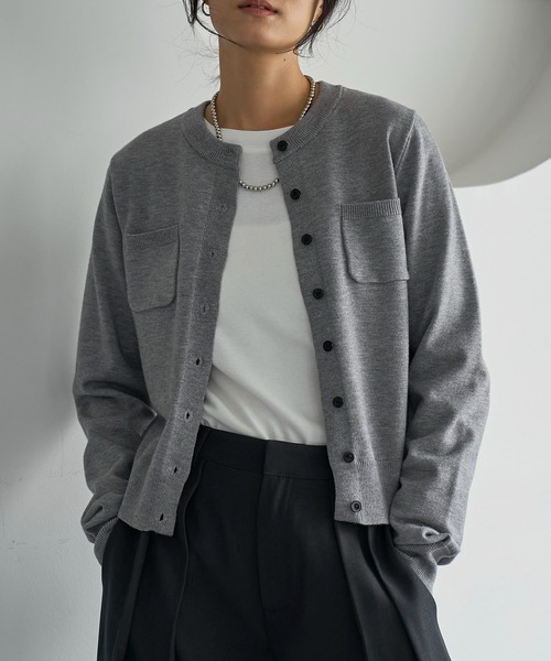meilmada（メイルマダ）の「ポケットニットカーディガン（カーディガン/ボレロ・レディース・ブルー/グレー/ブラック/グリーン/ピンク・FREE）」の3枚目の写真