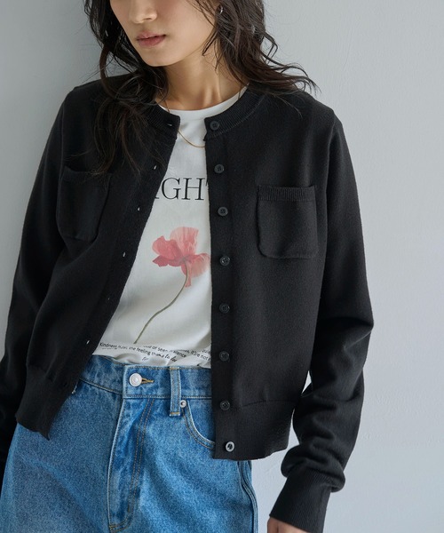 meilmada（メイルマダ）の「ポケットニットカーディガン（カーディガン/ボレロ・レディース・ブルー/グレー/ブラック/グリーン/ピンク・FREE）」の2枚目の写真