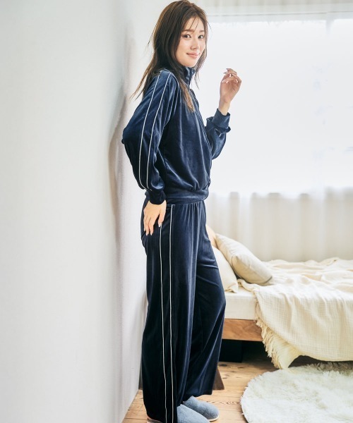 セール】▽シャイニーベロア 長袖 上下セット / ジャージ セットアップ