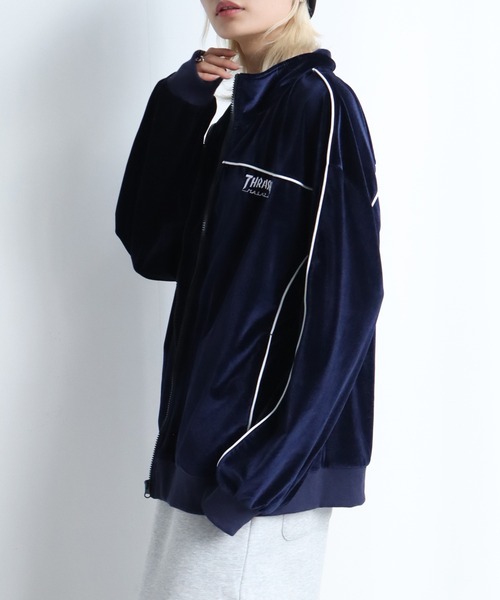 THRASHER(スラッシャー)の「【THRASHER/スラッシャー】パイピングベロア トラックジャケット(ジャージ・メンズ・ネイビー/ブラック/パープル・XL/L/M)」の18枚目の写真