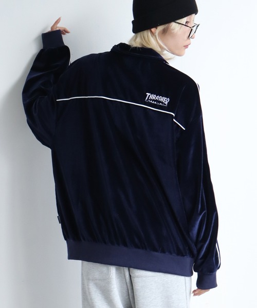 THRASHER(スラッシャー)の「【THRASHER/スラッシャー】パイピングベロア トラックジャケット(ジャージ・メンズ・ネイビー/ブラック/パープル・XL/L/M)」の19枚目の写真