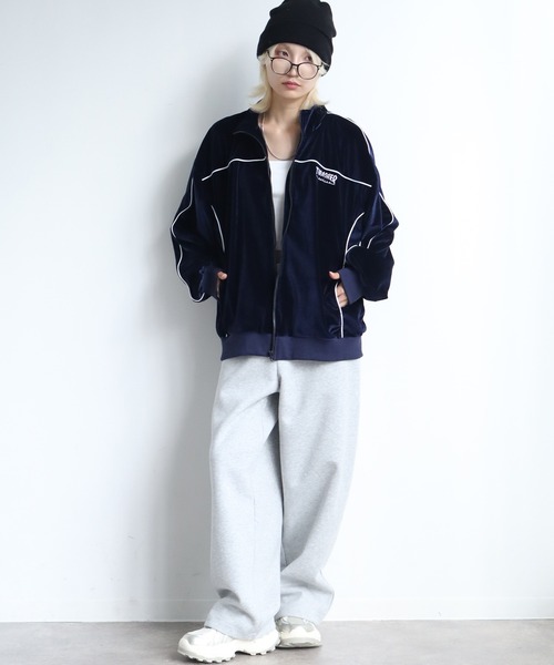 THRASHER(スラッシャー)の「【THRASHER/スラッシャー】パイピングベロア トラックジャケット(ジャージ・メンズ・ネイビー/ブラック/パープル・XL/L/M)」の20枚目の写真