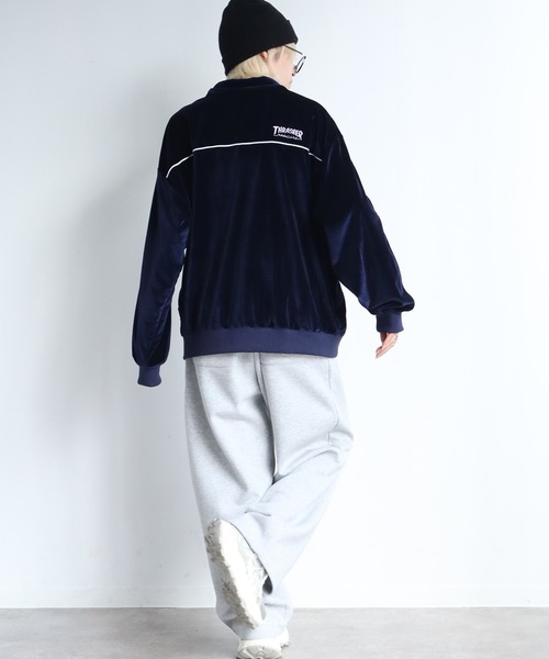 THRASHER(スラッシャー)の「【THRASHER/スラッシャー】パイピングベロア トラックジャケット(ジャージ・メンズ・ネイビー/ブラック/パープル・XL/L/M)」の22枚目の写真