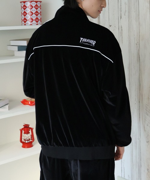 THRASHER(スラッシャー)の「【THRASHER/スラッシャー】パイピングベロア トラックジャケット(ジャージ・メンズ・ネイビー/ブラック/パープル・XL/L/M)」の9枚目の写真