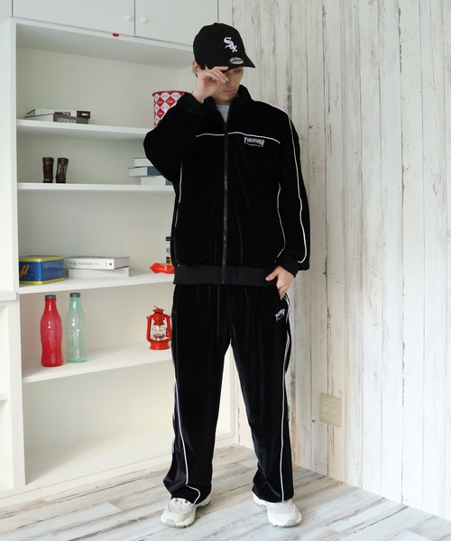 THRASHER(スラッシャー)の「【THRASHER/スラッシャー】パイピングベロア トラックジャケット(ジャージ・メンズ・ネイビー/ブラック/パープル・XL/L/M)」の10枚目の写真