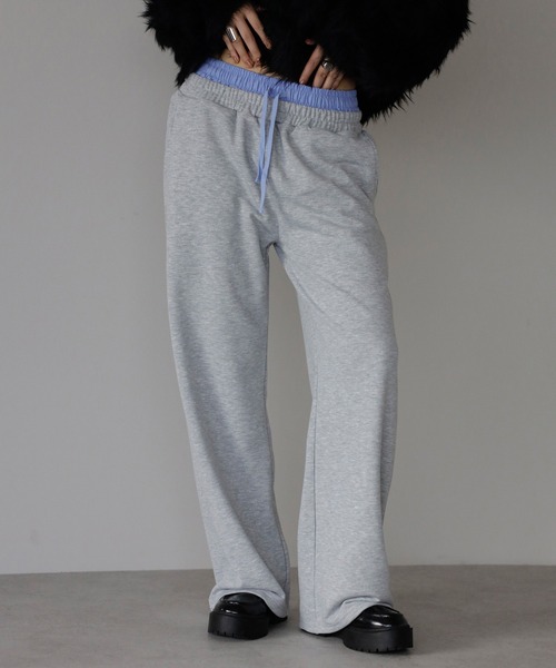 double waist straight sweat pants / 裏毛ダブルウエストストレートスウェットパンツ