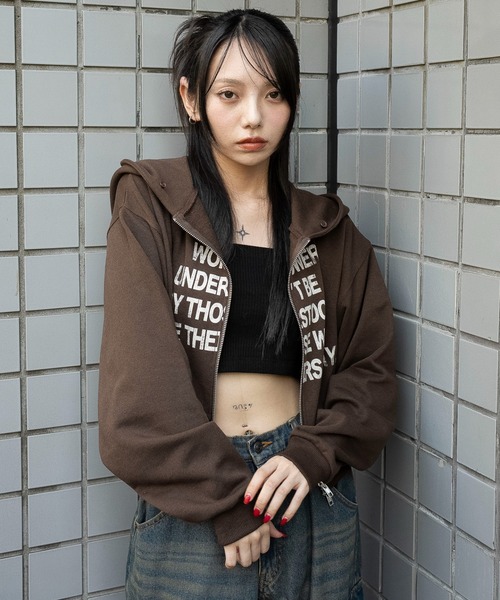 セール】WEGO/【25年秋冬新作】ファーフードショートZIPパーカー