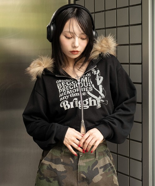 セール】WEGO/ファーフードショートZIPパーカー（パーカー）｜WEGO